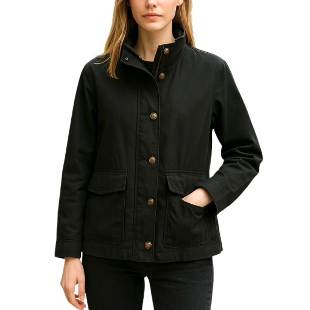 Market & Spruce Linen Blend Lightweight Jacket Black S minimalist